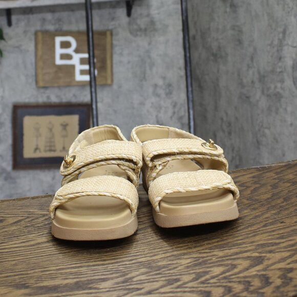 A New Day Womens Tilly Raffia Platform Footbed Sandals 92611752 Tan Brown 10M - Picture 3 of 10